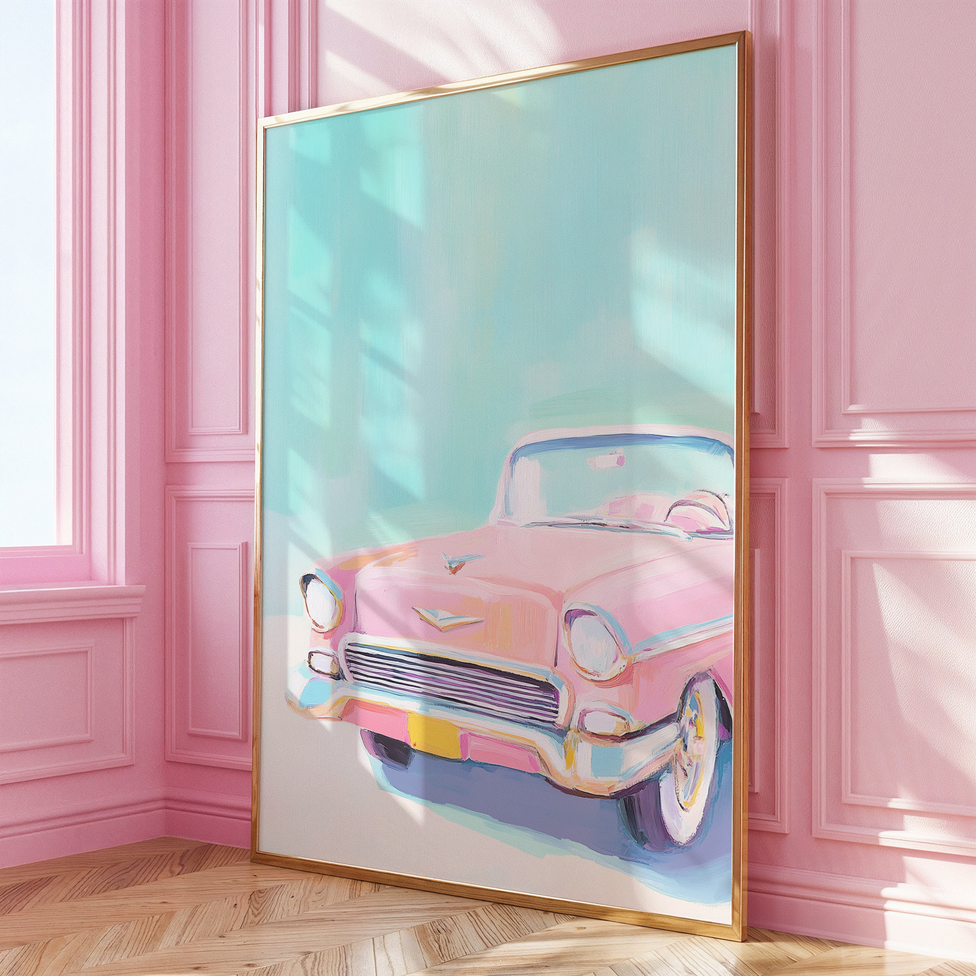 Pink Vintage Car Print - Gina Ellen Wall Art