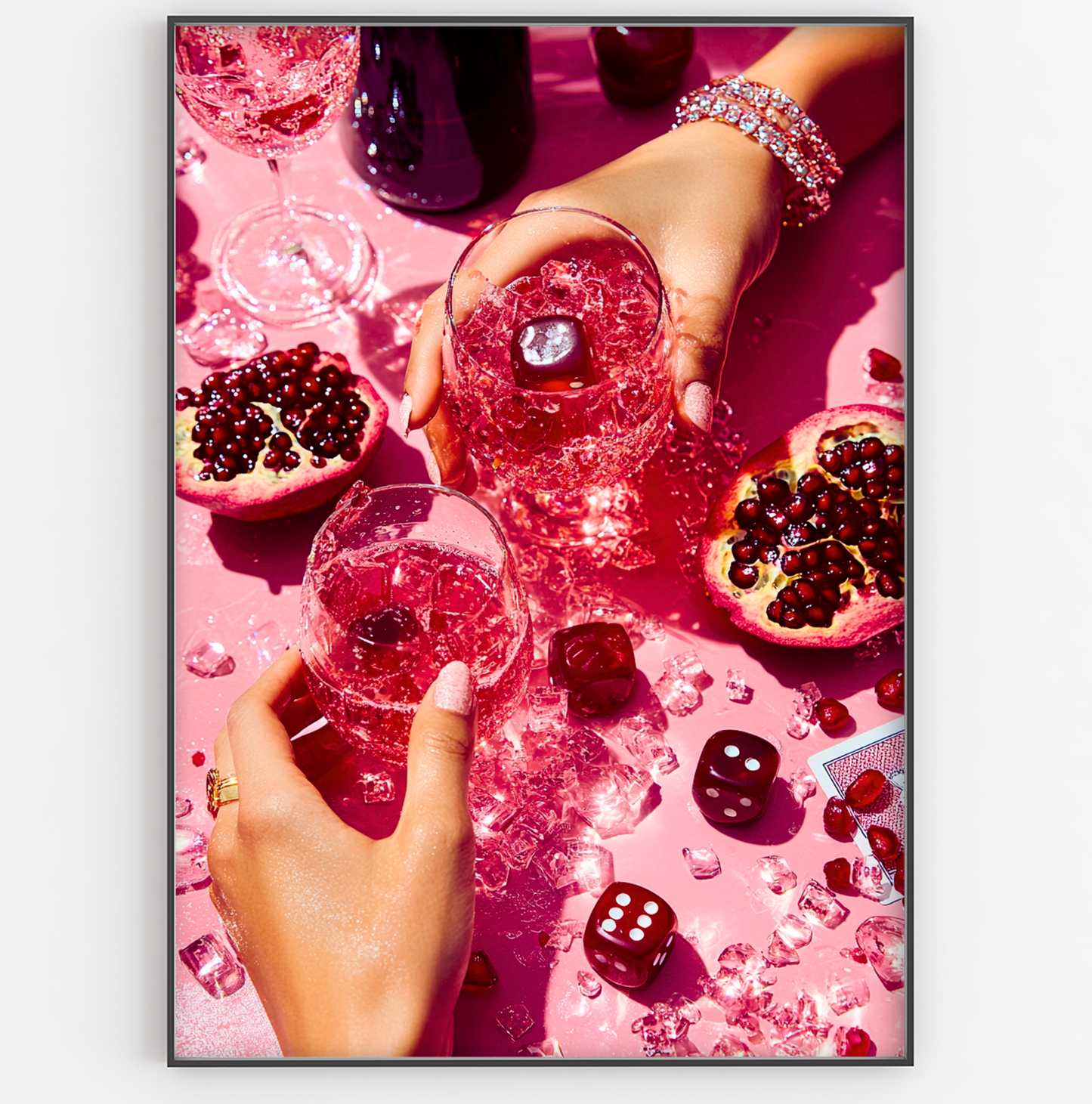 Pink and Red Poker Night Print - Gina Ellen Wall Art