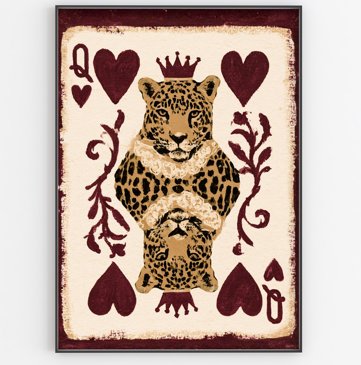 Queen of Hearts Leopard Playing Card Print - Gina Ellen Wall Art