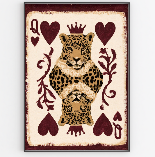 Queen of Hearts Leopard Playing Card Print - Gina Ellen Wall Art
