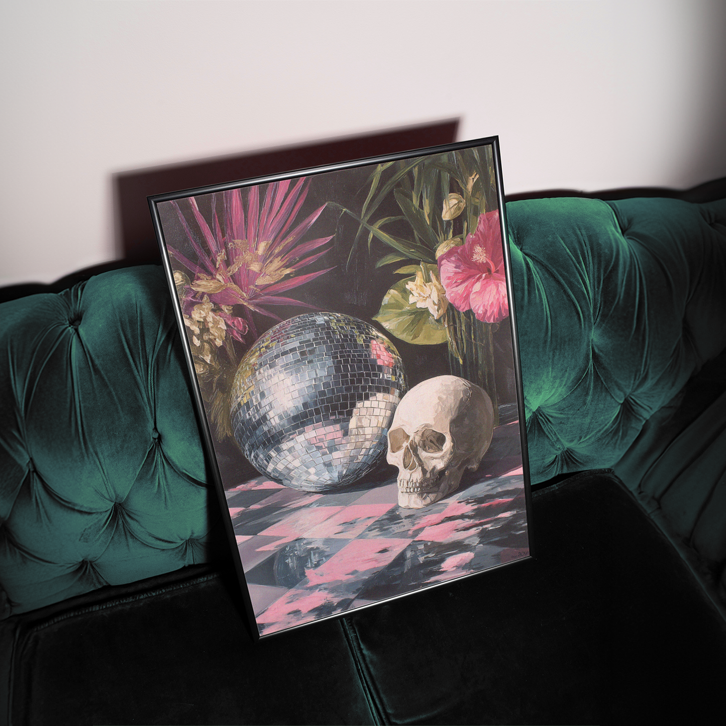 Floral Disco Ball Skull Print - Gina Ellen Wall Art