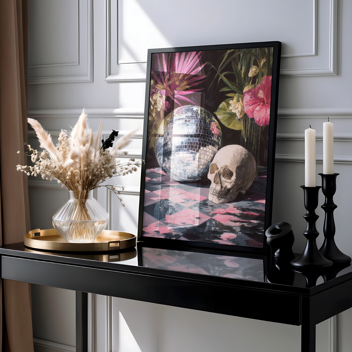 Floral Disco Ball Skull Print - Gina Ellen Wall Art