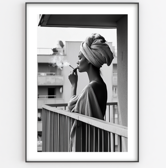 Smoking Balcony Girl Print - Gina Ellen Wall Art