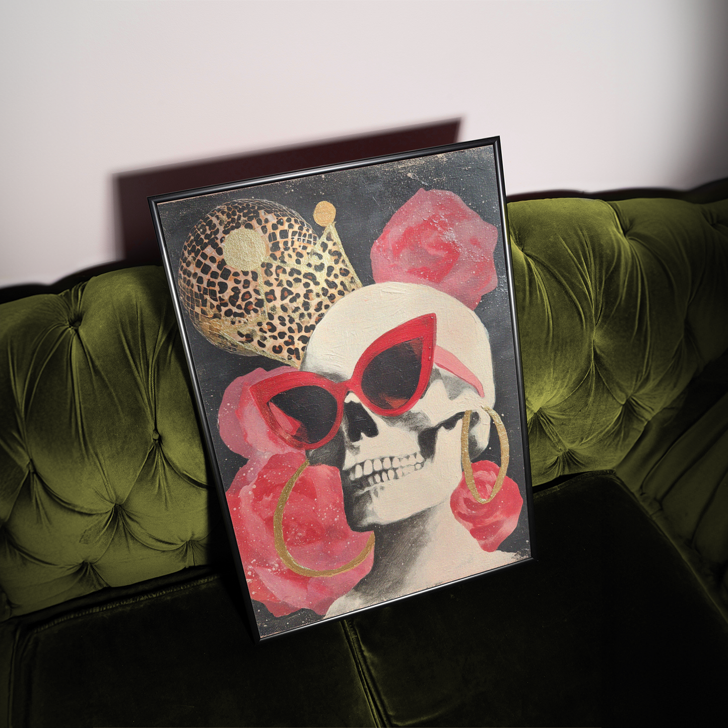 Sassy Skull Red & Leopard Crown Print - Gina Ellen Wall Art