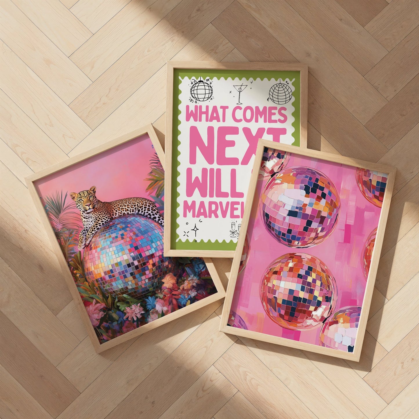 Pink Disco Prints Trio