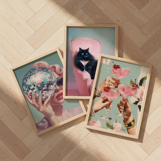 Pastel Blues & Pinks Prints Trio