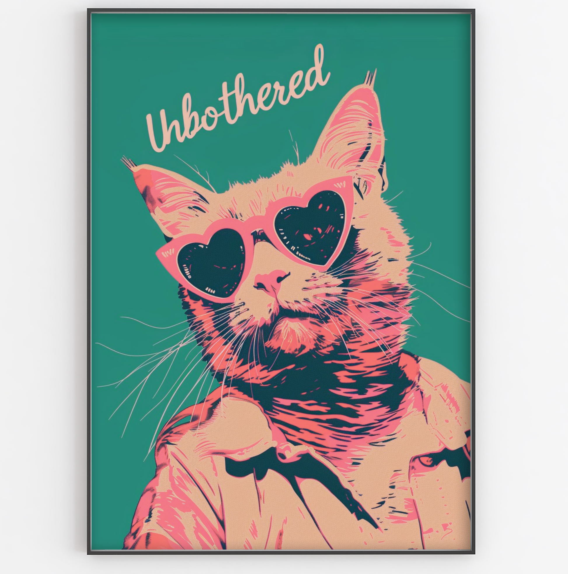 Unbothered Cat Quote Green Print - Gina Ellen Wall Art