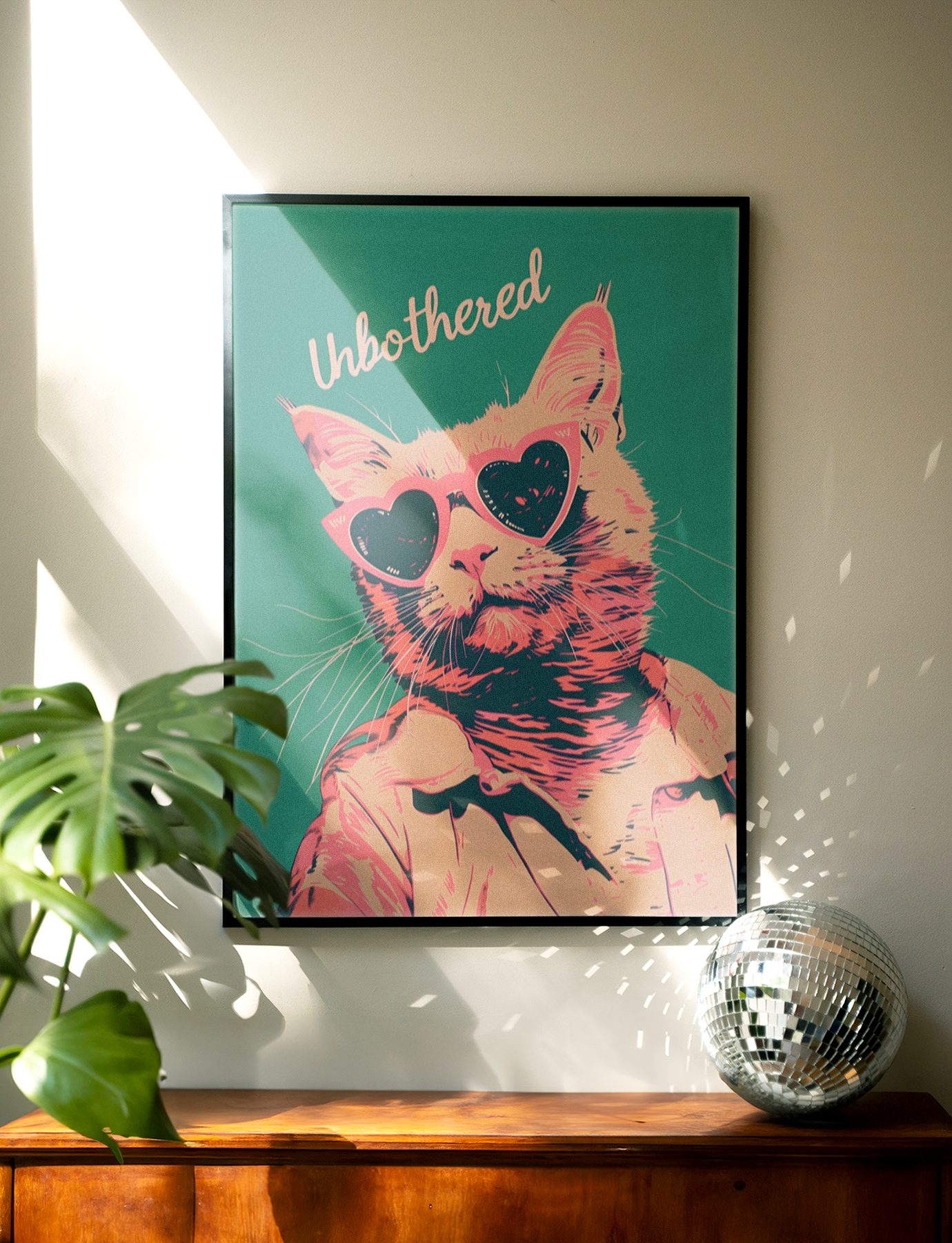 Unbothered Cat Quote Green Print - Gina Ellen Wall Art