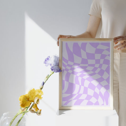 Y2K Aesthetic Checkered Lilac Art Print - Gina Ellen Wall Art